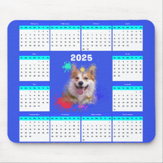 Customisable Cute Corgi Dog Calendar Mouse Pad