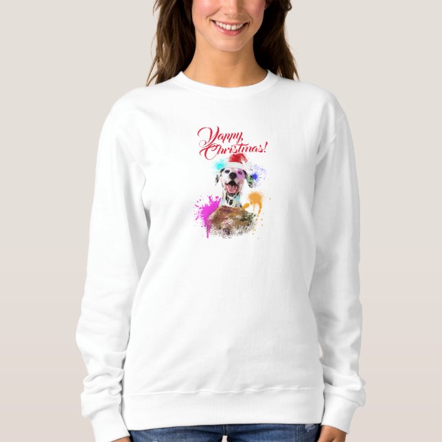 Customisable Cute Dalmatian Dog Yappy Christmas Sweatshirt (Front)
