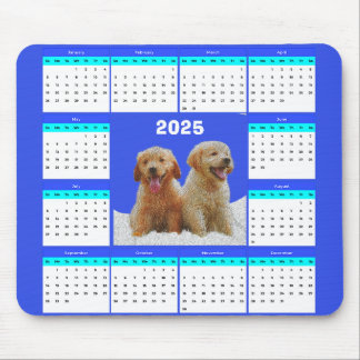 Customisable Cute Golden Retriever Dog Calendar Mouse Pad