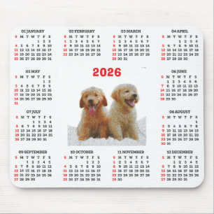Customisable Cute Golden Retriever Dog Calendar Mouse Pad
