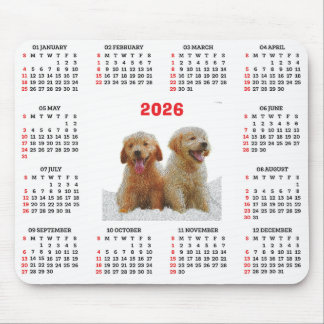 Customisable Cute Golden Retriever Dog Calendar Mouse Pad