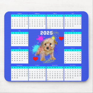 Customisable Cute Morkie Dog Calendar Mouse Pad