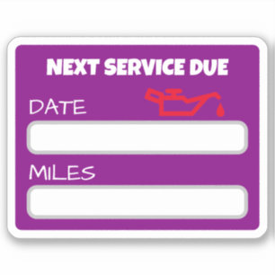Customisable Cute Oil Change Reminder Oil Change Sticker