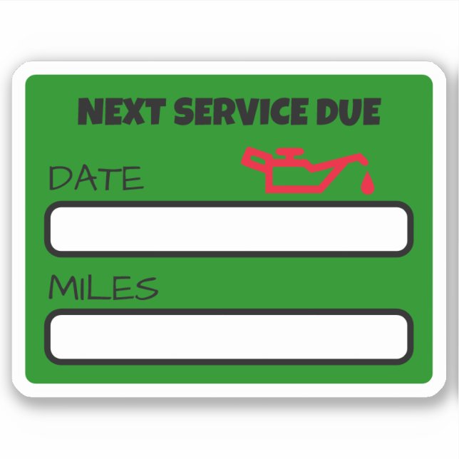 Customisable Cute Oil Change Reminder Oil Change Sticker (Front)