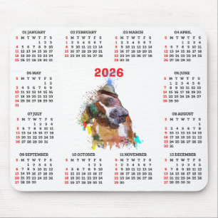 Customisable Cute Pittie Dog Calendar Mouse Pad