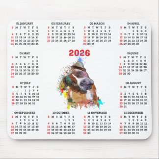 Customisable Cute Pittie Dog Calendar Mouse Pad