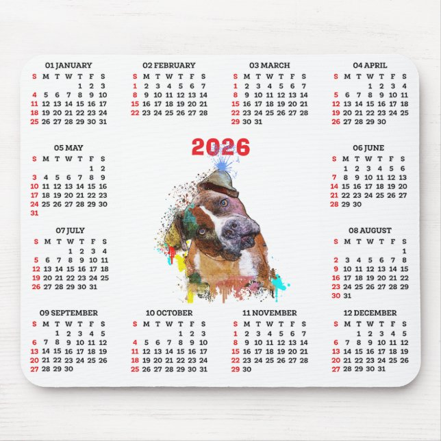 Customisable Cute Pittie Dog Calendar   Mouse Pad (Front)