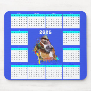 Customisable Cute Pittie Dog Calendar Mouse Pad