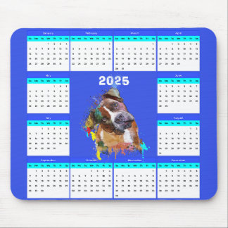 Customisable Cute Pittie Dog Calendar Mouse Pad