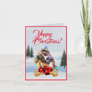 Customisable Cute Pittie Dog Yappy Christmas Card