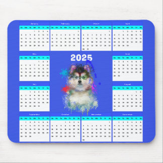 Customisable Cute Pomsky Dog Calendar Mouse Pad