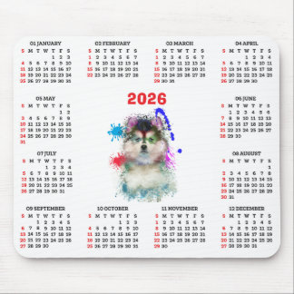 Customisable Cute Pomsky Dog Calendar Mouse Pad