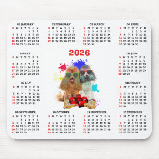 Customisable Cute Poodle Dog Calendar Mouse Pad