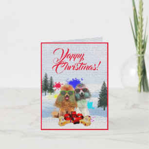 Customisable Cute Poodle Dog Christmas Card