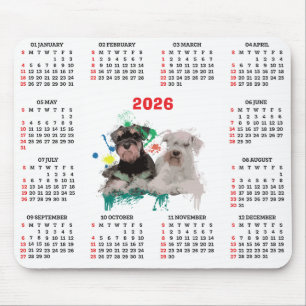 Customisable Cute Schnauzer Dog Calendar Mouse Pad