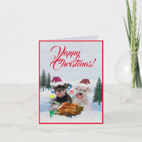 Customisable Cute Schnauzer Dog Christmas Card