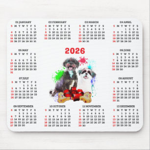 Customisable Cute Shih Tzu Dog Calendar Mouse Pad