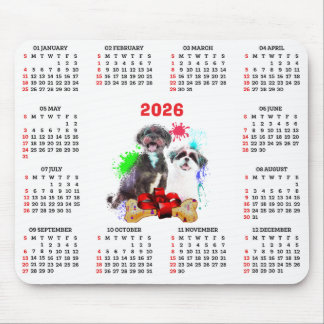 Customisable Cute Shih Tzu Dog Calendar Mouse Pad