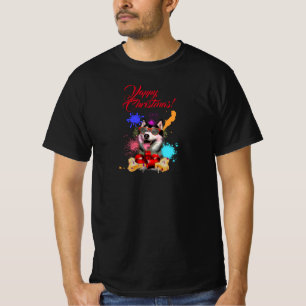 Customisable Cute Siberian Husky Yappy Christmas T-Shirt