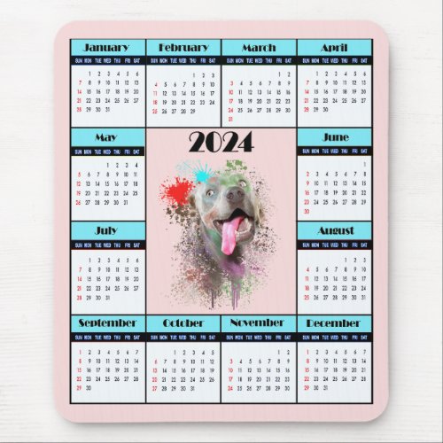 Customisable Cute Weimaraner Dog Calendar  Mouse Pad