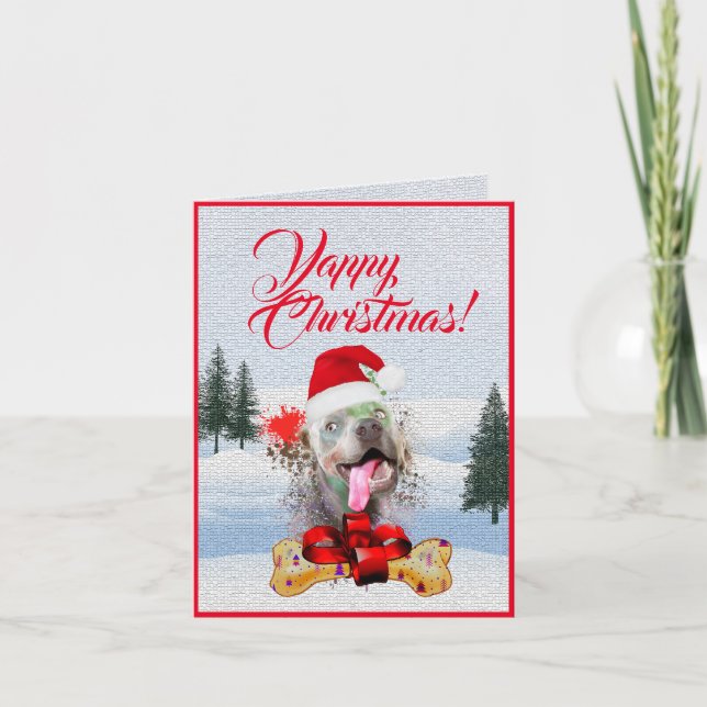 Customisable Cute Weimaraner Dog Christmas Card (Front)