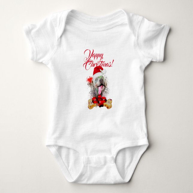 Customisable Cute Weimaraner Dog Yappy Christmas Baby Bodysuit (Front)
