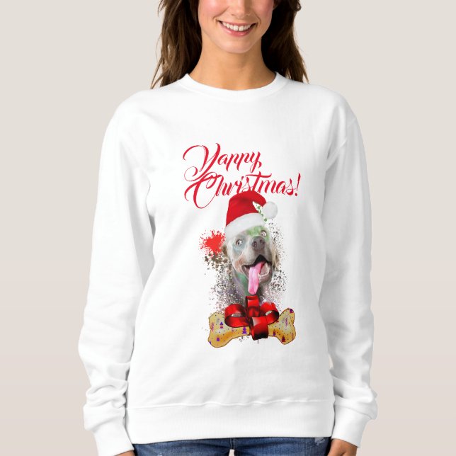 Customisable Cute Weimaraner Dog Yappy Christmas Sweatshirt (Front)
