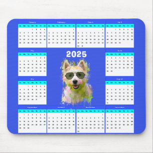 Customisable Cute Westie Dog Calendar Mouse Pad