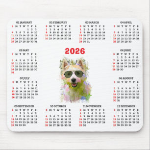 Customisable Cute Westie Dog Calendar Mouse Pad