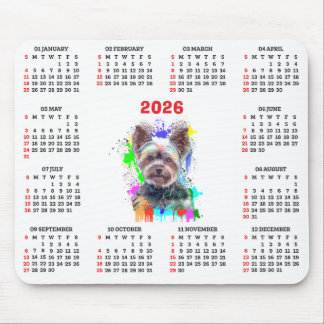 Customisable Cute Yorkie Dog Calendar Mouse Pad