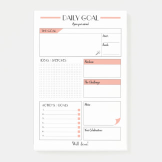 Customisable Daily Goals planner Sheet Post-it Notes