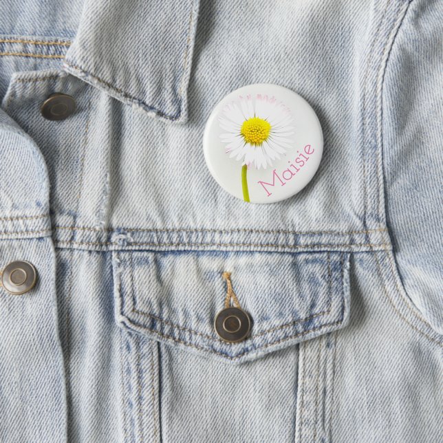 Customisable Daisy Flower Badge Button (In Situ)