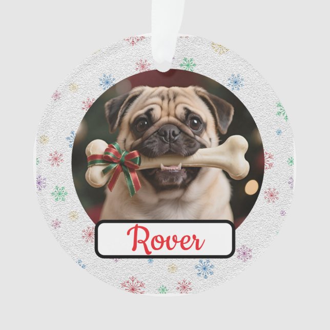 Customisable Dog And Bone Pet Owner's Acrylic Xmas Ornament (Front)