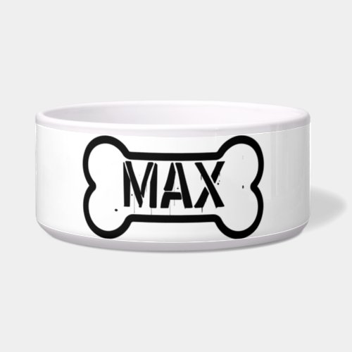 Customisable dog name cute bone design food water bowl