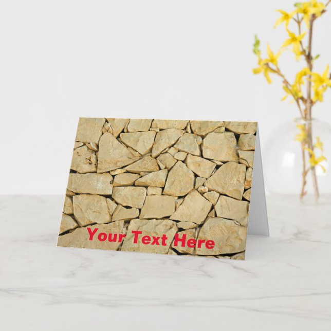 Customisable dry stone wall card (Yellow Flower)