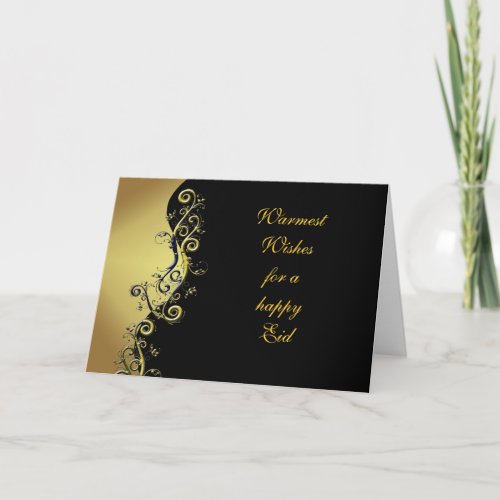 Customisable Eid card floral design on black