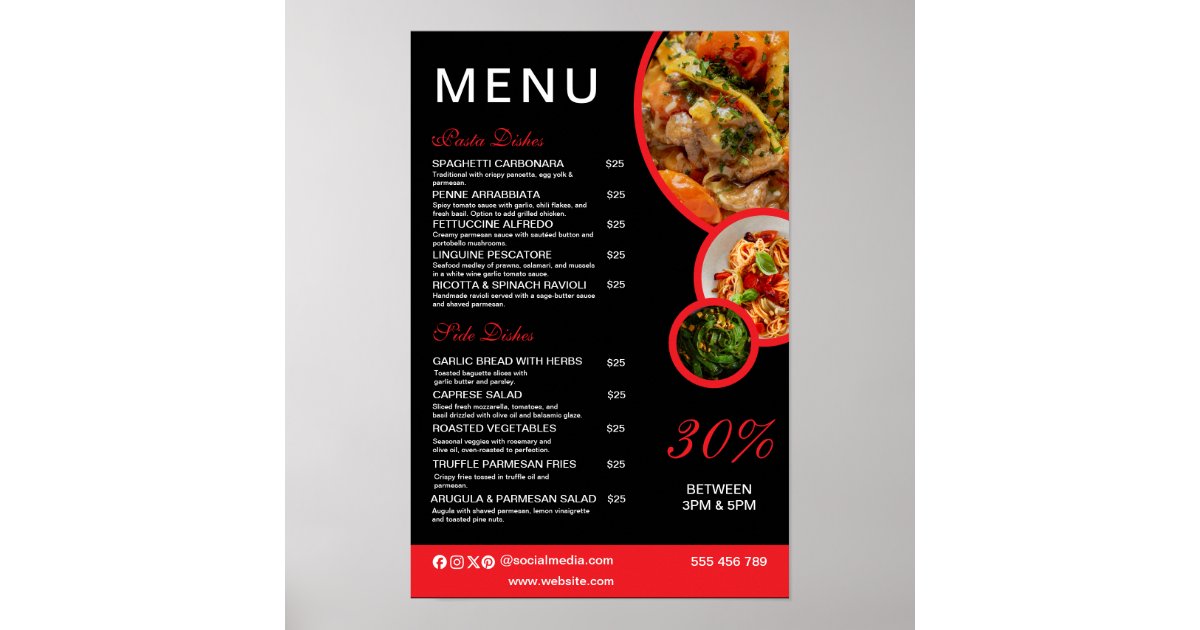 Customisable Elegant Restaurant Menu Poster | Zazzle