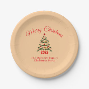 Customisable Festive Xmas Tree Christmas Party Paper Plates