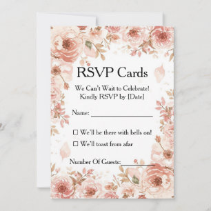 Customisable Floral Pink Roses RSVP Card
