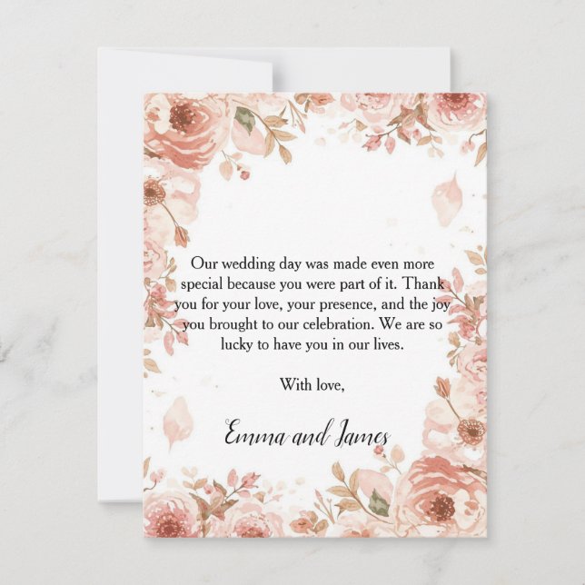 Customisable Floral Wedding Thank You Card | Elega (Front)