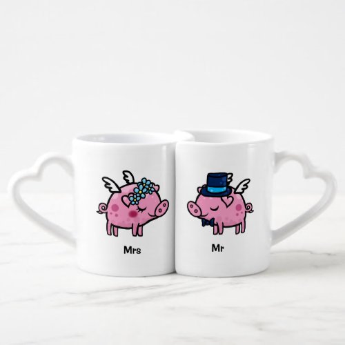 Customisable Flying Pigs couples mugs