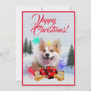 Customisable Funny Corgi Dog Yappy Xmas Card