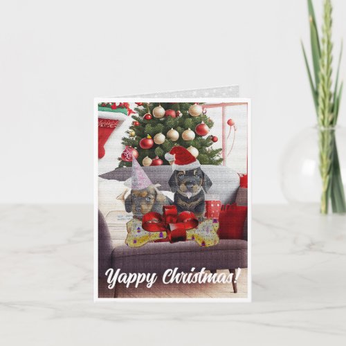 Customisable Funny Dachshund Dog Yappy Christmas Card