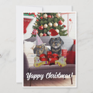 Customisable Funny Dachshund Dog Yappy Xmas Card