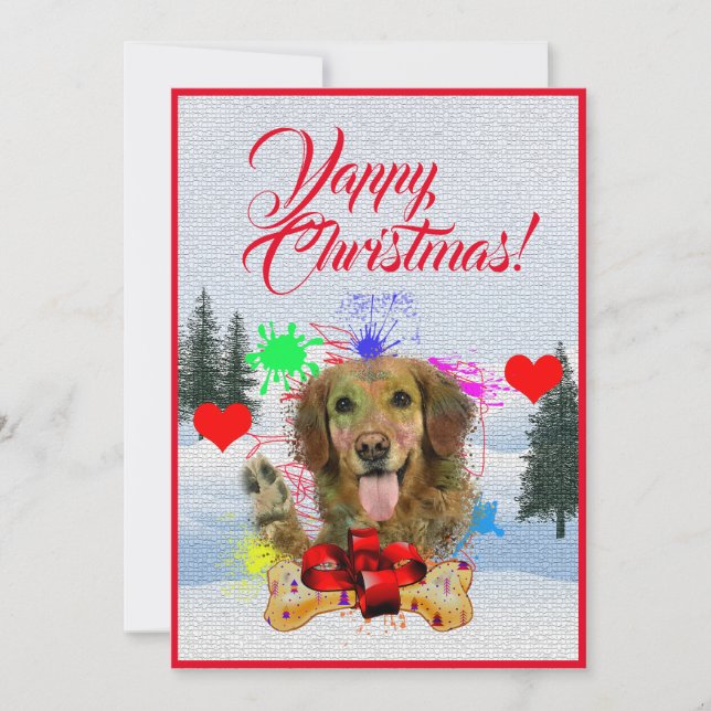 Customisable Funny Golden Retriever Dog Xmas Card (Front)