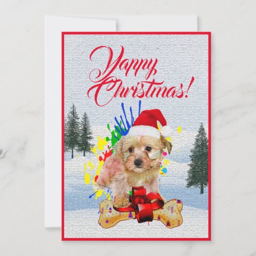 Customisable Funny Morkie Dog Christmas Card