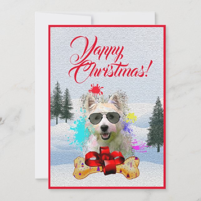 Customisable Funny Westie Dog Christmas Card (Front)