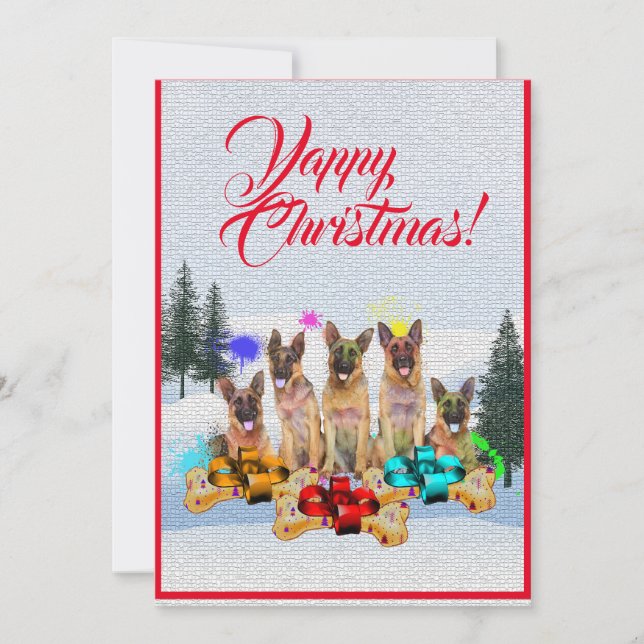 Customisable German Shepherd Dog Christmas Card (Front)