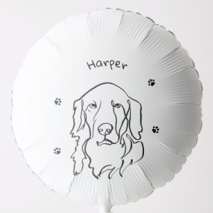 Customisable Golden Retriever Line Art Balloon