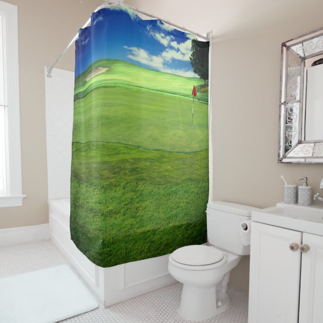 Customisable Golf Scene Shower Curtain (In Situ)